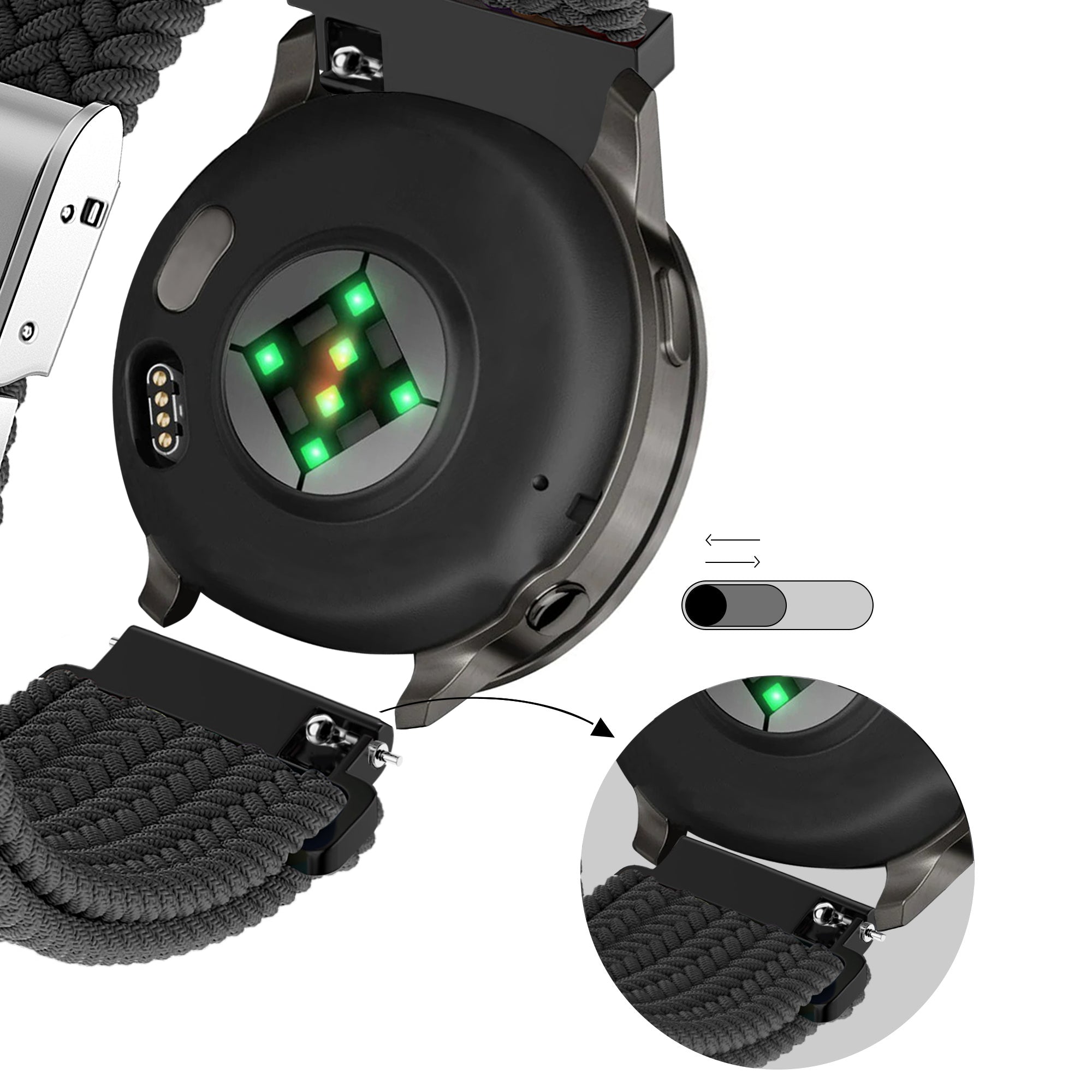 Bandz Garmin Bounce 2 Woven Nylon Strap (Black)