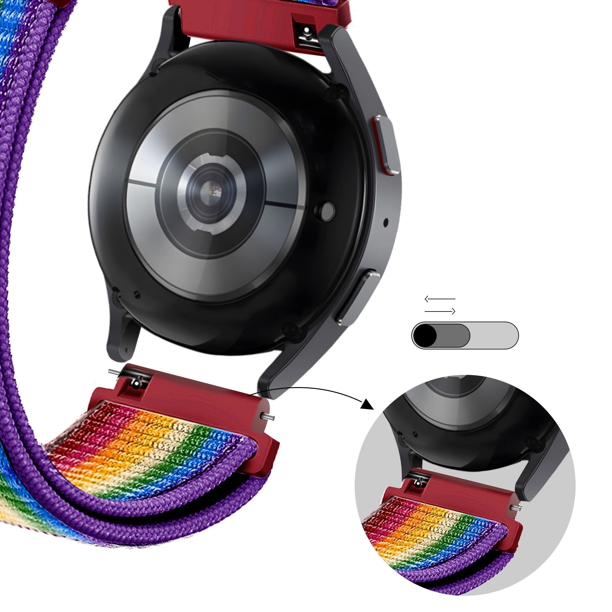 Bandz Amazfit Active 2 Nylon Loop Armband (Regenbogen)