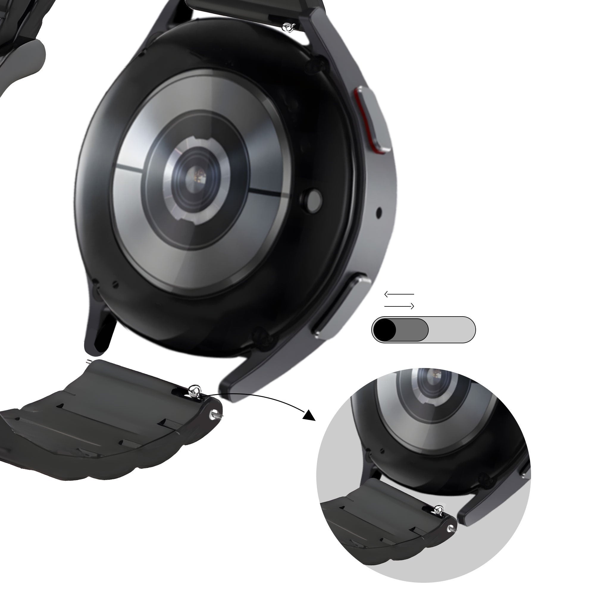 Bandz OnePlus Watch 3 Sportarmband gestreift (Schwarz/Rot)