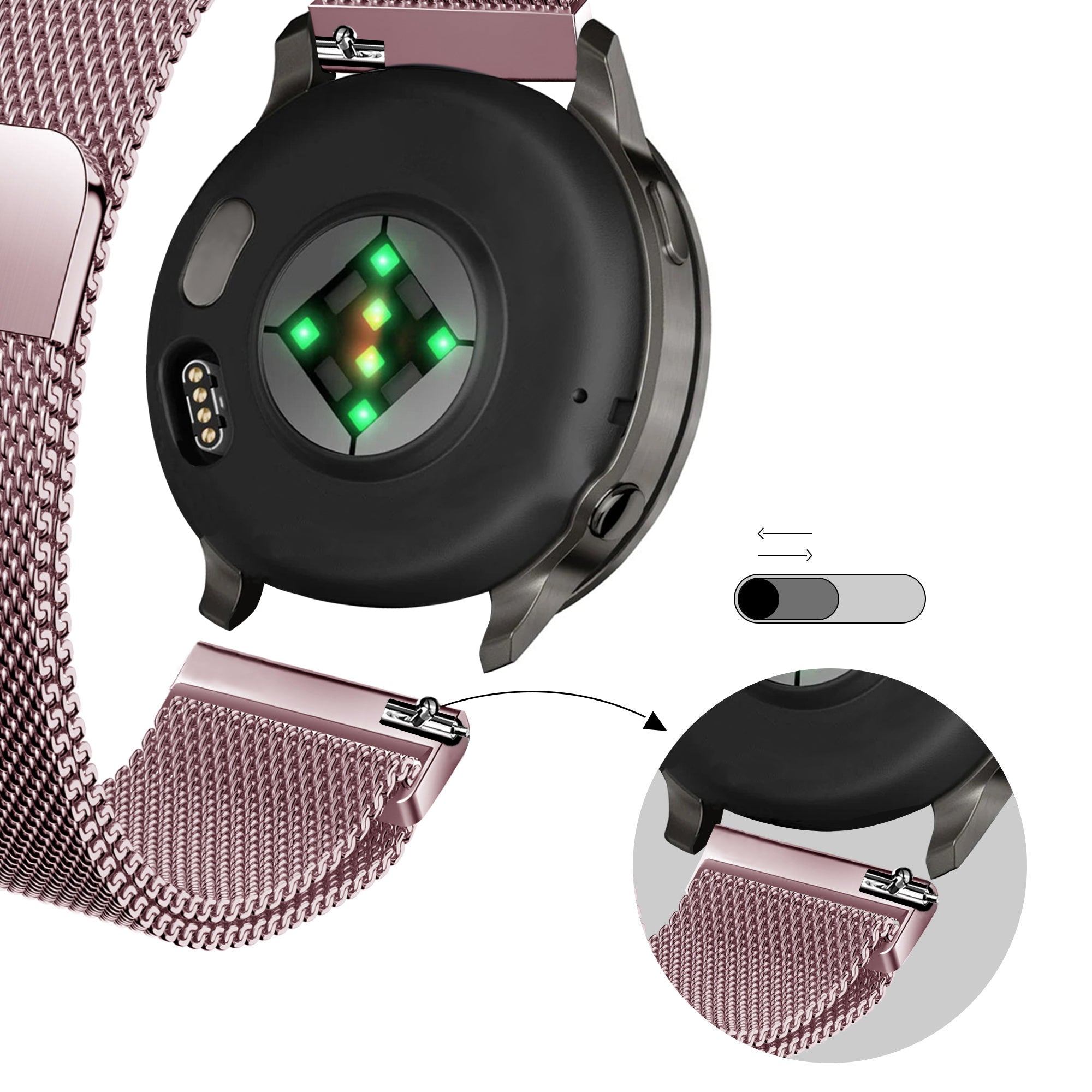 Bandz Garmin Forerunner 265s Milanese Loop Strap (Pink)