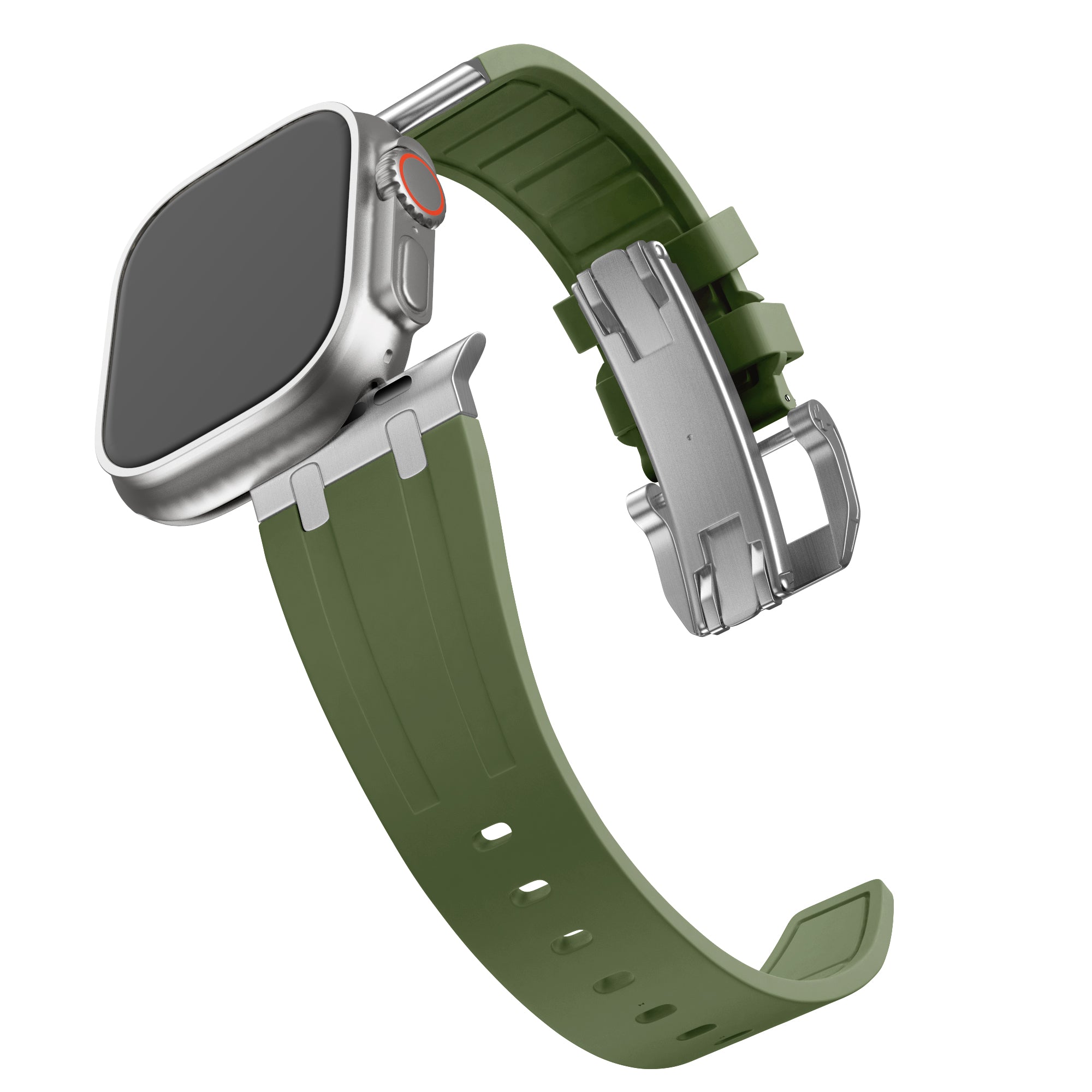 Bandz Apple Watch Silicone Strap 'Luxe Liquid' (Green with Silver)