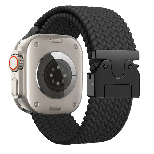 Bandz Apple Watch geflochtenes Nylon Band mit P-Schnalle (Schwarz)