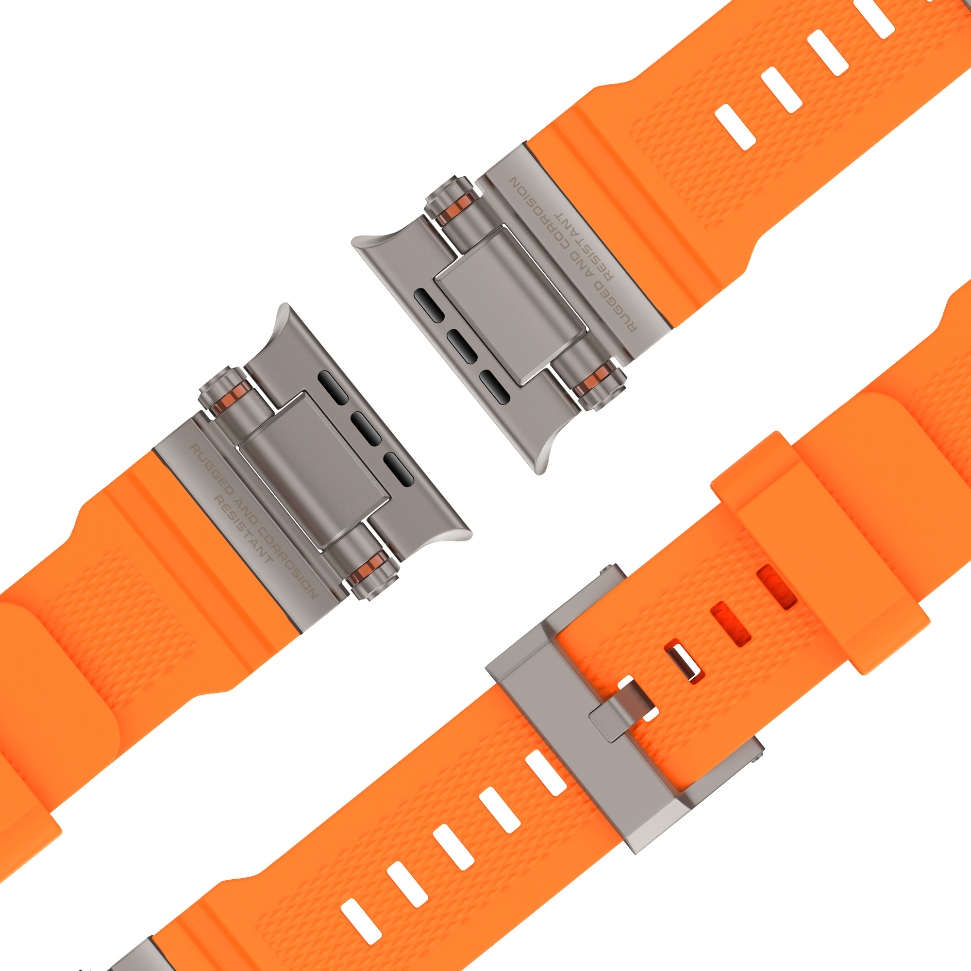 Bandz Apple Watch Silikonarmband 'Explorer' (Orange mit Titan)