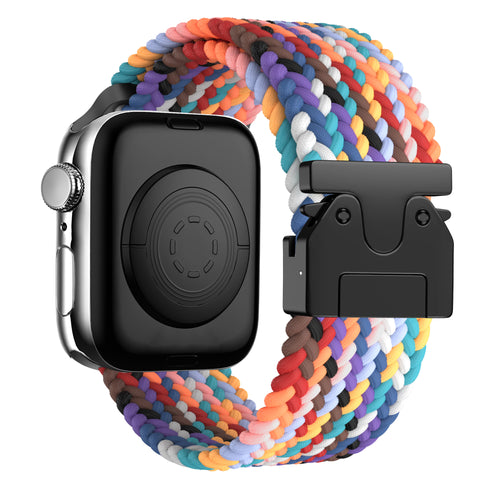 Bandz Apple Watch Ultra Geflochtenes Armband mit P-Schnalle (Regenbogen)