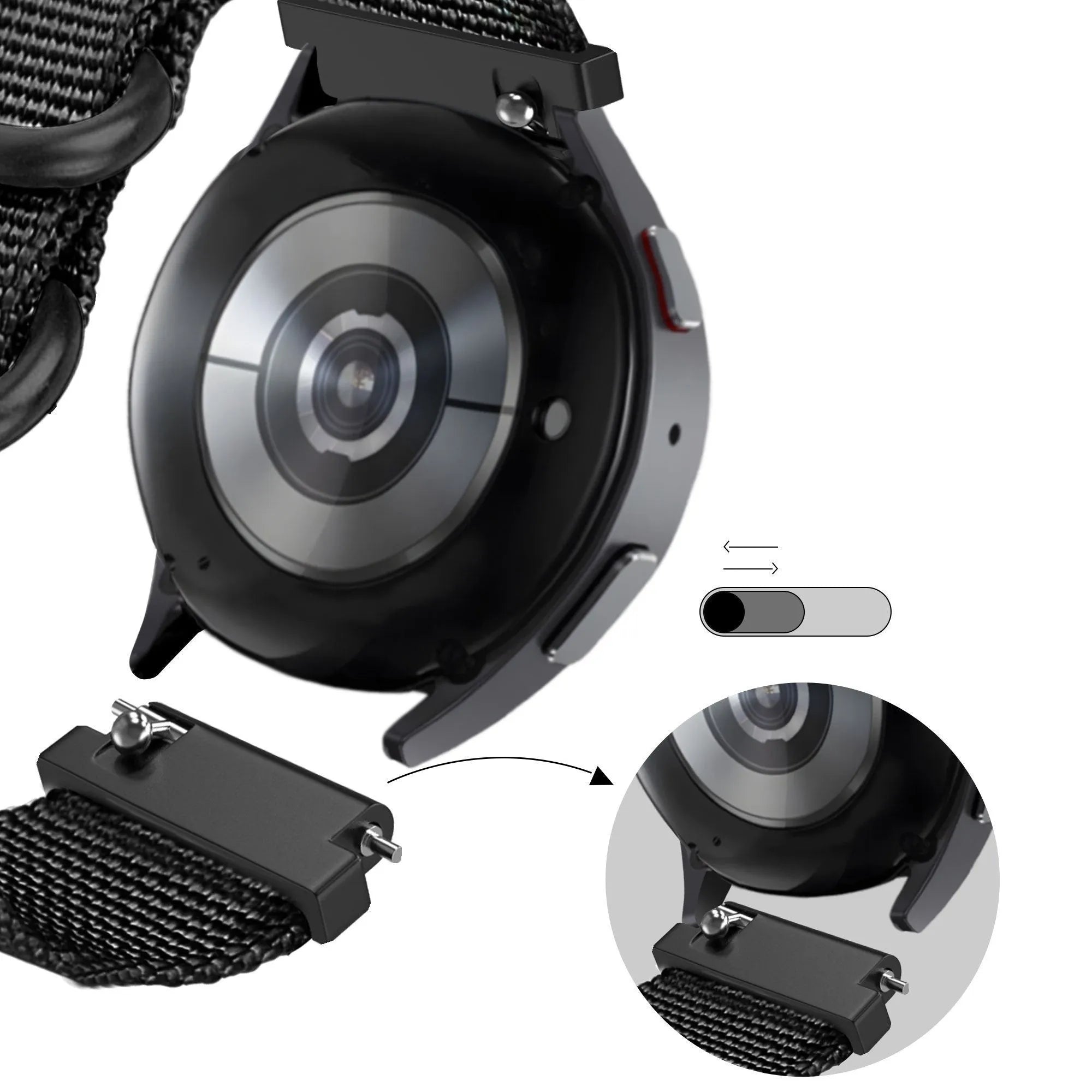 Bandz Coros Apex 4 - 42mm Nylonarmband mit Schnalle (Schwarz)