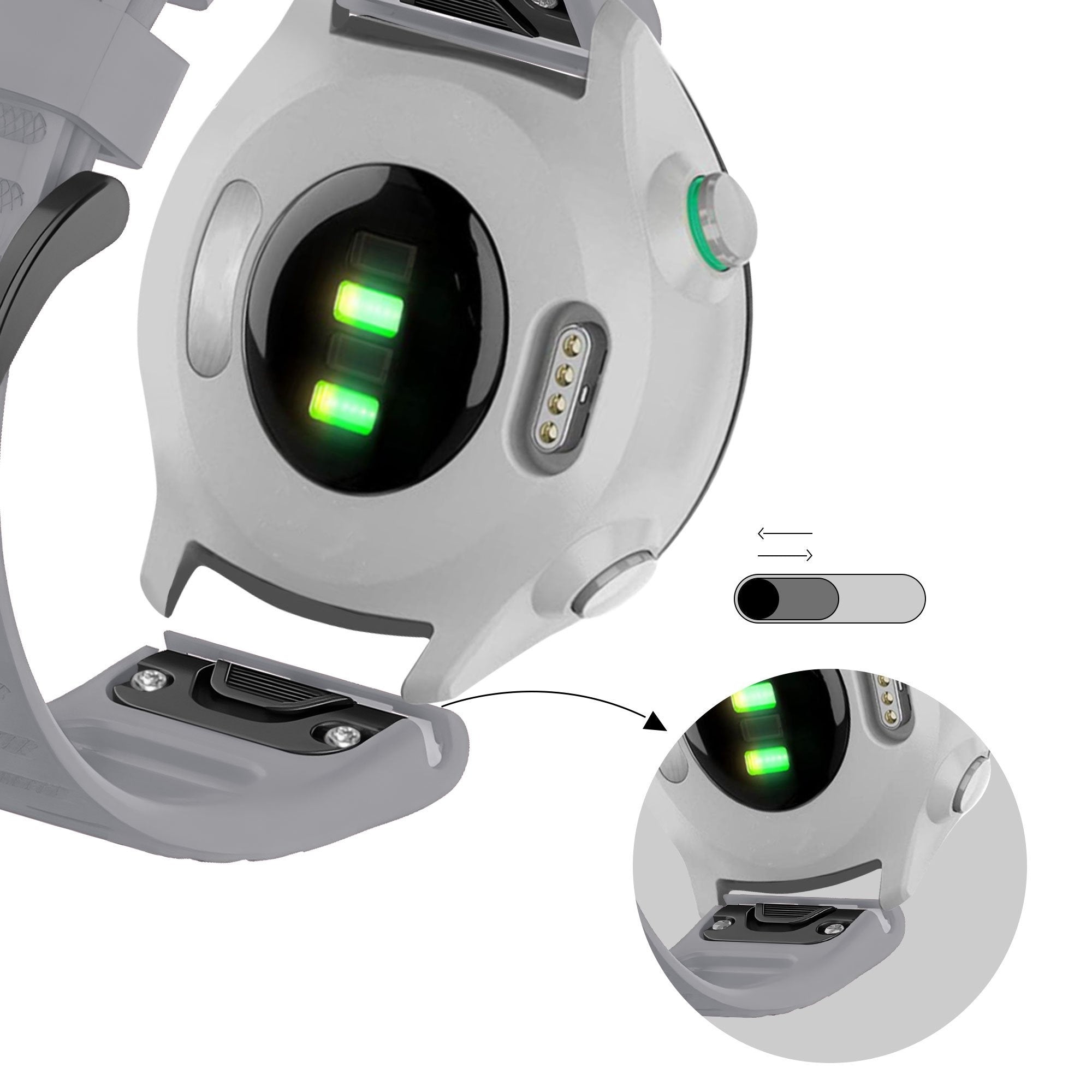 Bandz Garmin Quatix 8 - 47mm Silikonarmband mit Schnalle (Grau)