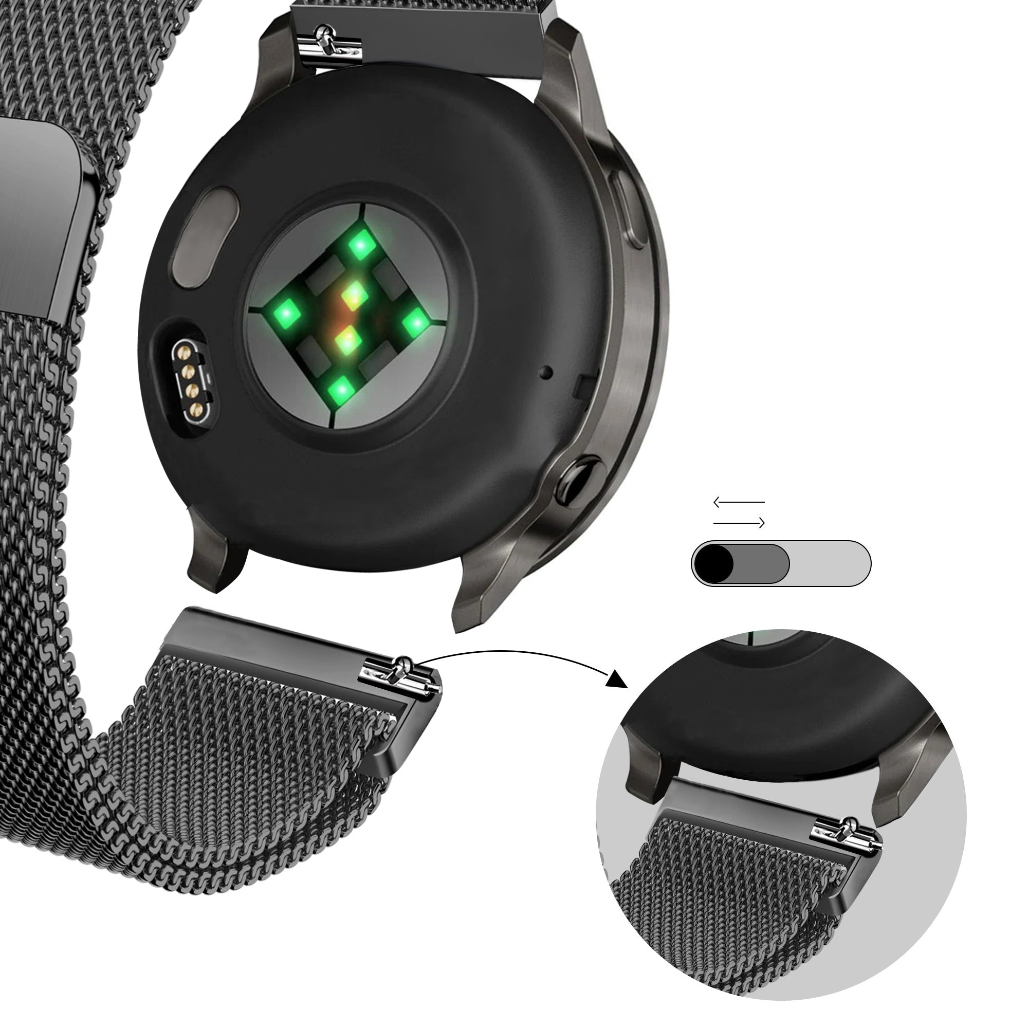 Bandz Garmin Bounce 2 Milanese Loop Armband (Schwarz)