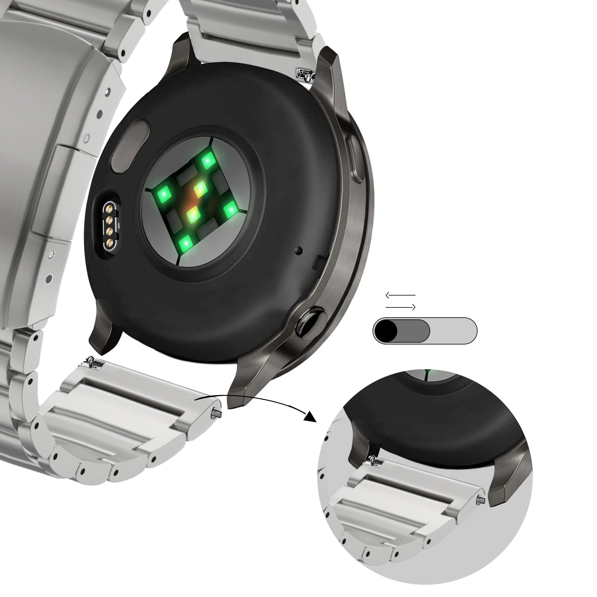 Bandz Garmin Approach S42 Titanium Link Strap (Silver)