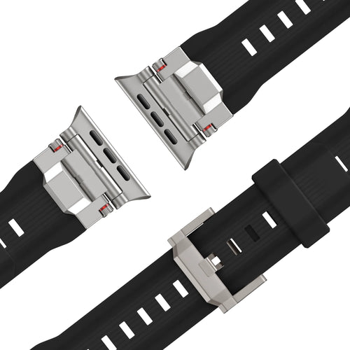 Bandz Apple Watch Liquid Silicone Strap 'Explorer' (Black with Titanium)