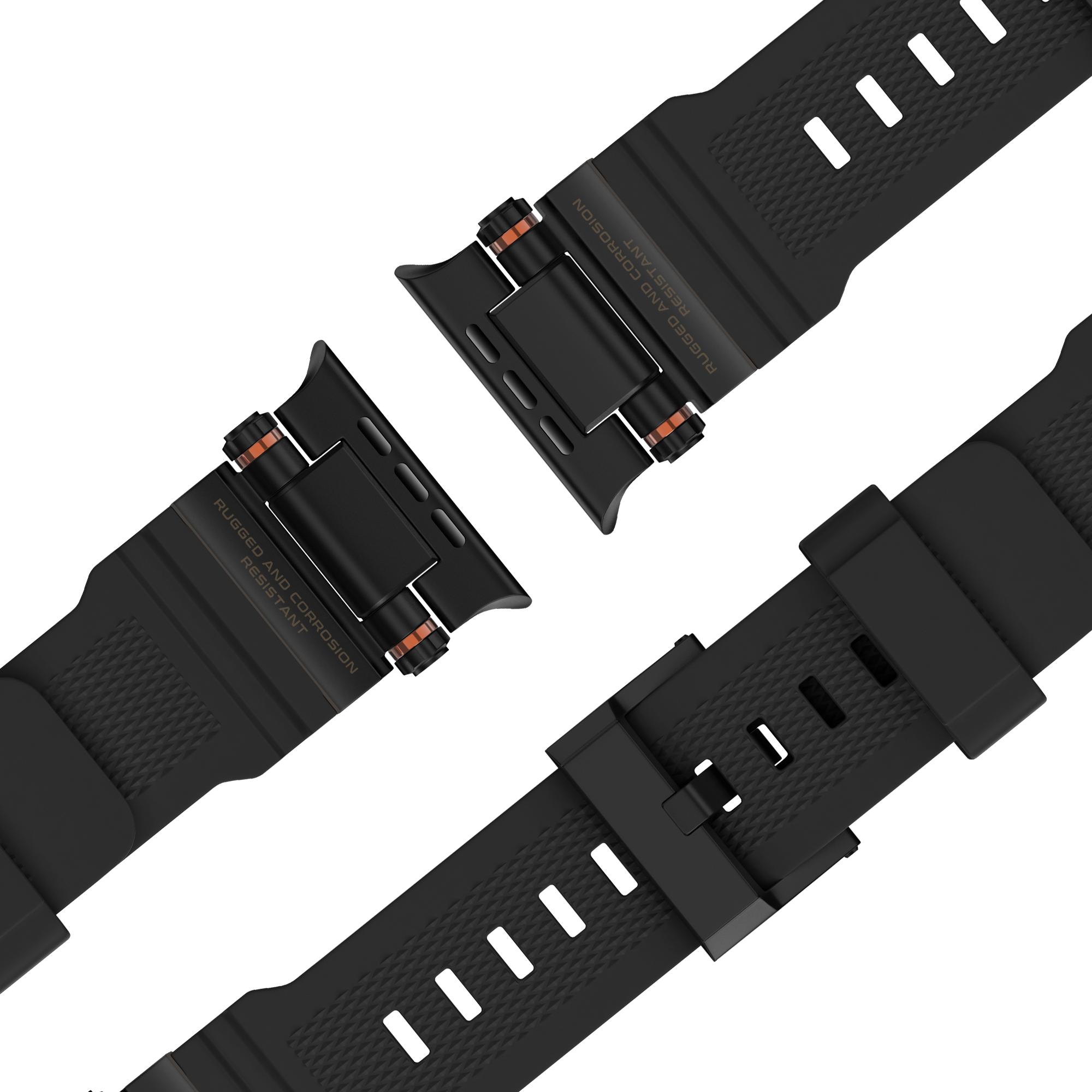 Bandz Apple Watch Silikonarmband 'Explorer' (Schwarz mit Schwarz)