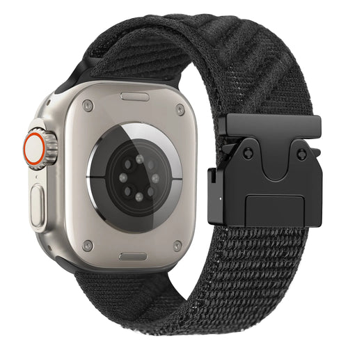 Bandz Apple Watch Nylon Band 'Wave' mit P-Schnalle (Schwarz)
