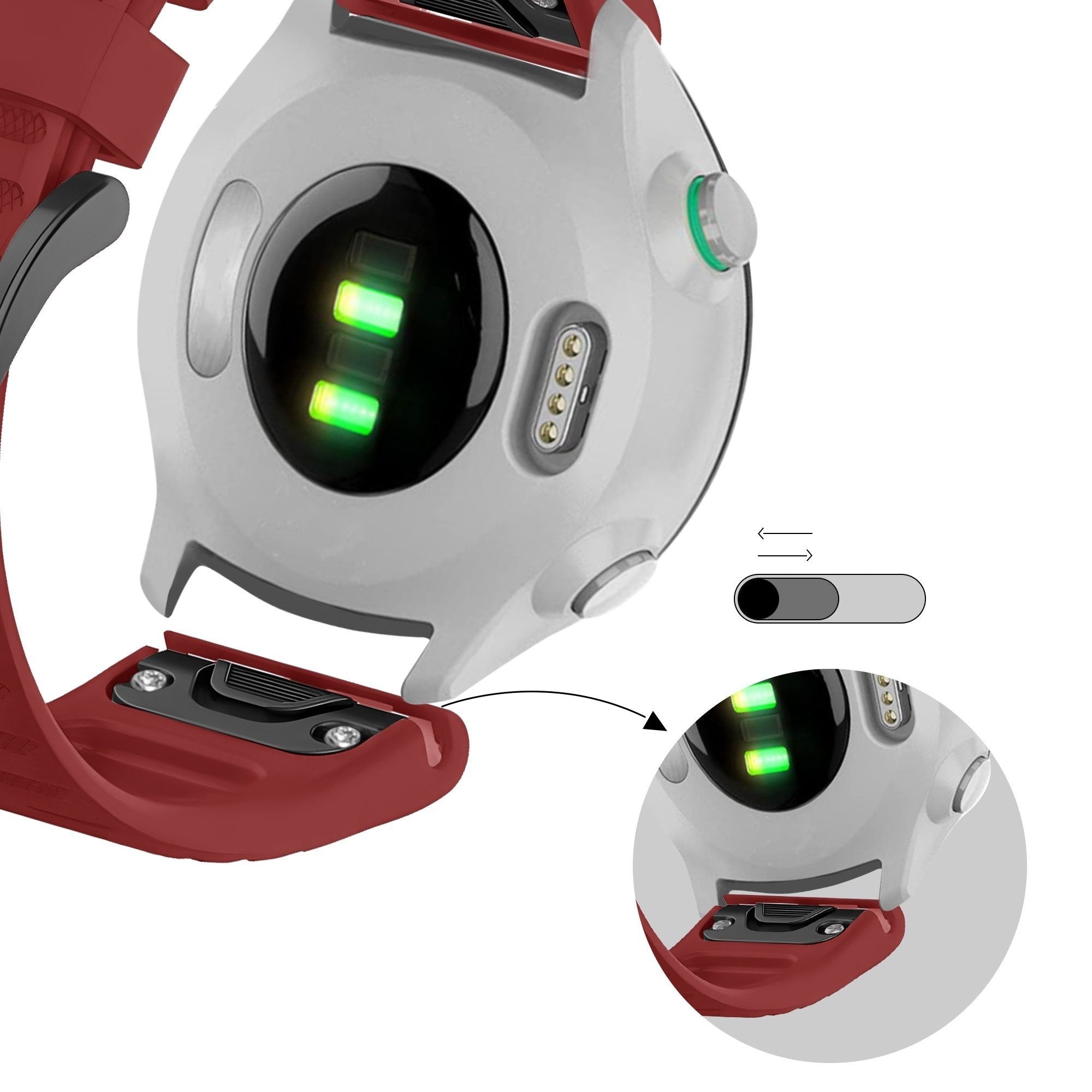 Bandz Garmin Forerunner 965 Buckled Silicone Strap (Red)