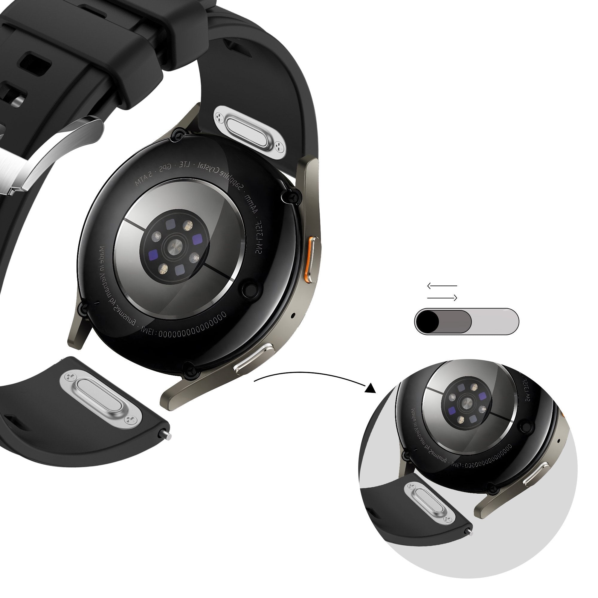 Bandz Samsung Galaxy Watch 42mm Silicone Strap 'Easy Fit' (Black)