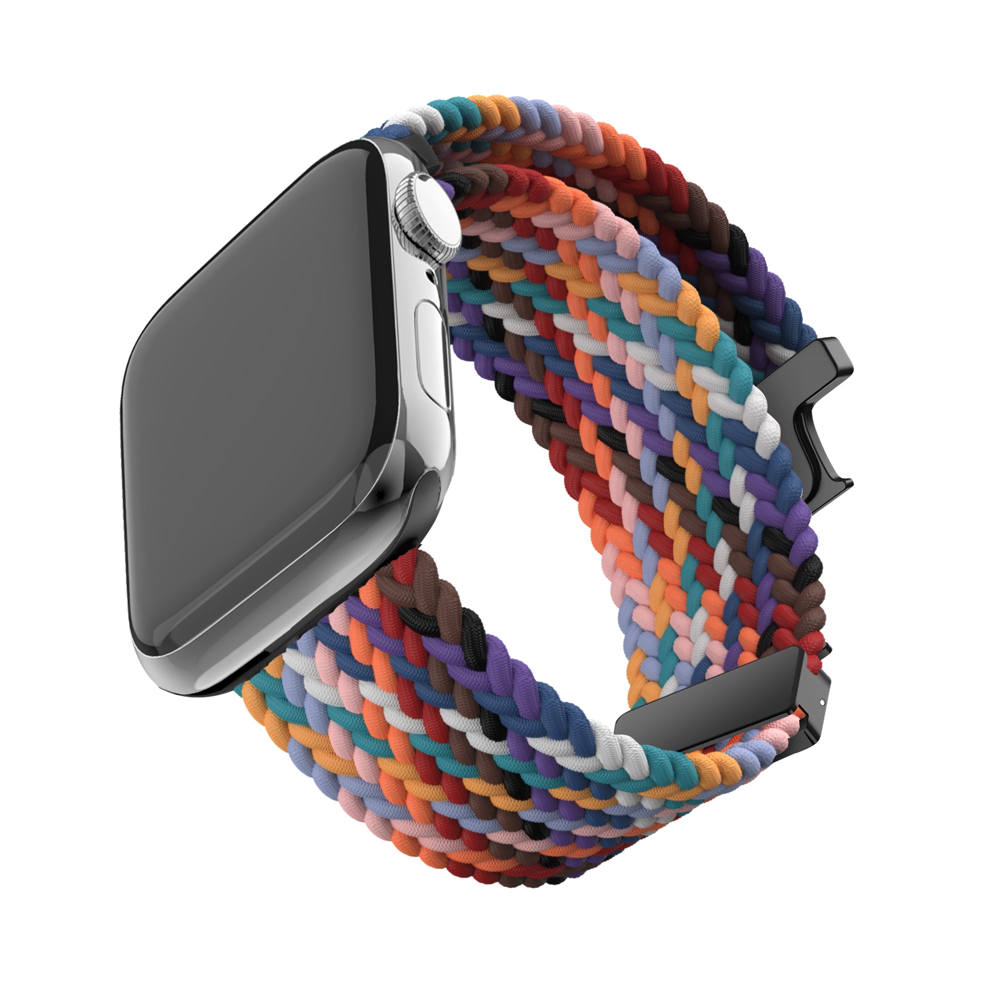 Bandz Apple Watch geflochtenes Nylon Band mit P-Schnalle (Regenbogen)