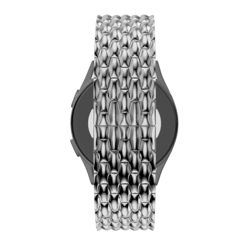 Bandz Pebble Round 2 - 20mm Steel Strap 'Dragon' (Silver)