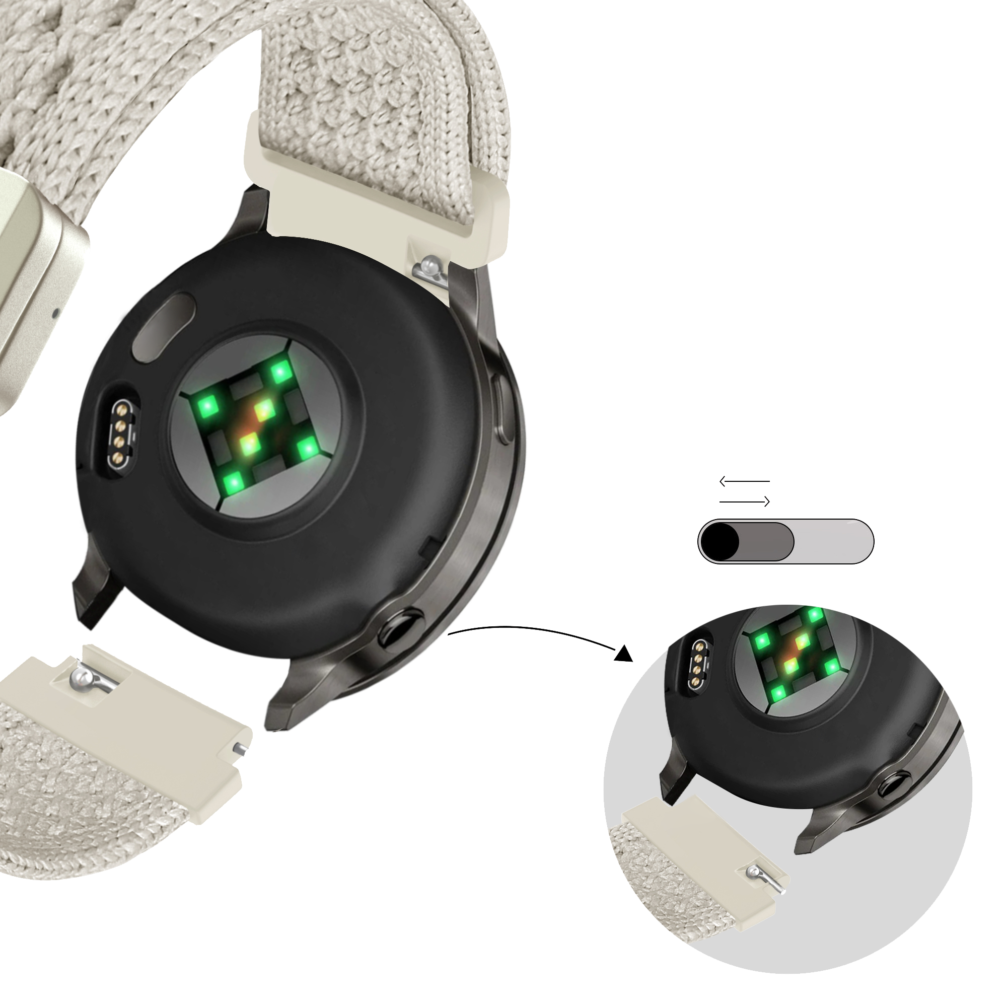 Bandz Garmin Bounce 2 Vintage Nylon Strap (Starlight)