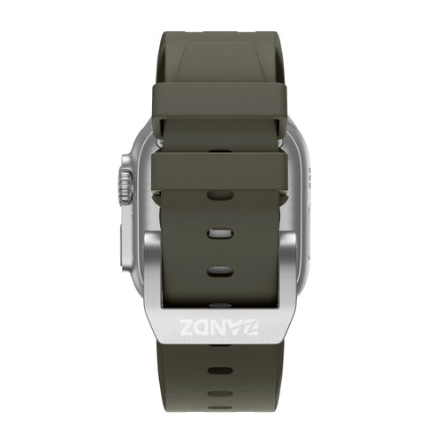 Bandz Apple Watch Ultra Silikonarmband Luxus Liquid (Braun mit Silber)