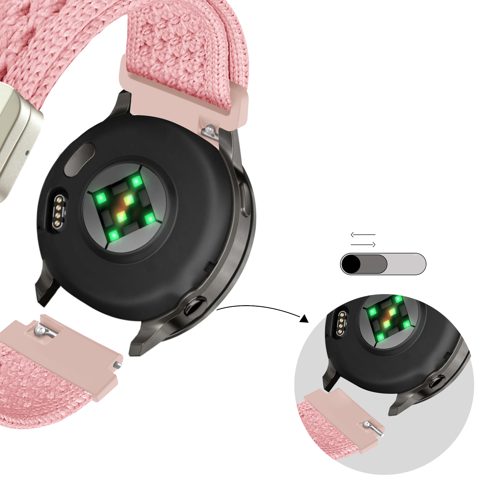 Bandz Garmin Approach J1 Vintage Nylonarmband (Rosa)