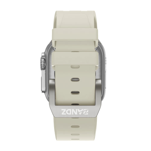 Bandz Apple Watch Ultra Silicone Strap 'Luxe Liquid' (Beige with Titanium)
