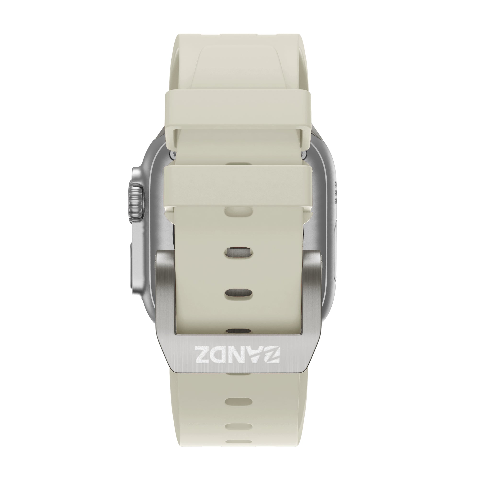 Bandz Apple Watch Silikonarmband 'Luxe Liquid' (Beige mit Titan)