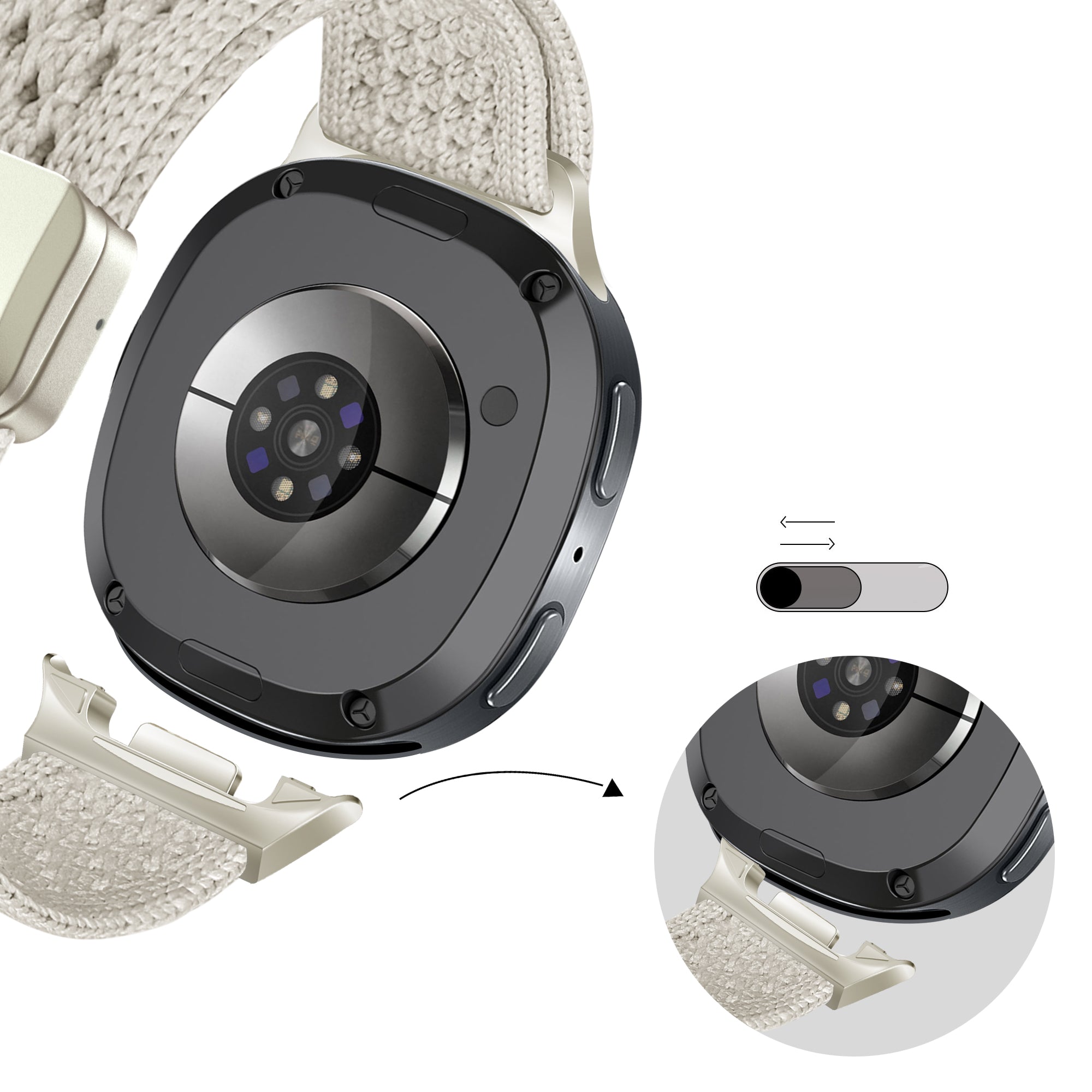 Bandz Samsung Galaxy Watch 8 - 40mm Vintage Nylon Armband (Polarstern)