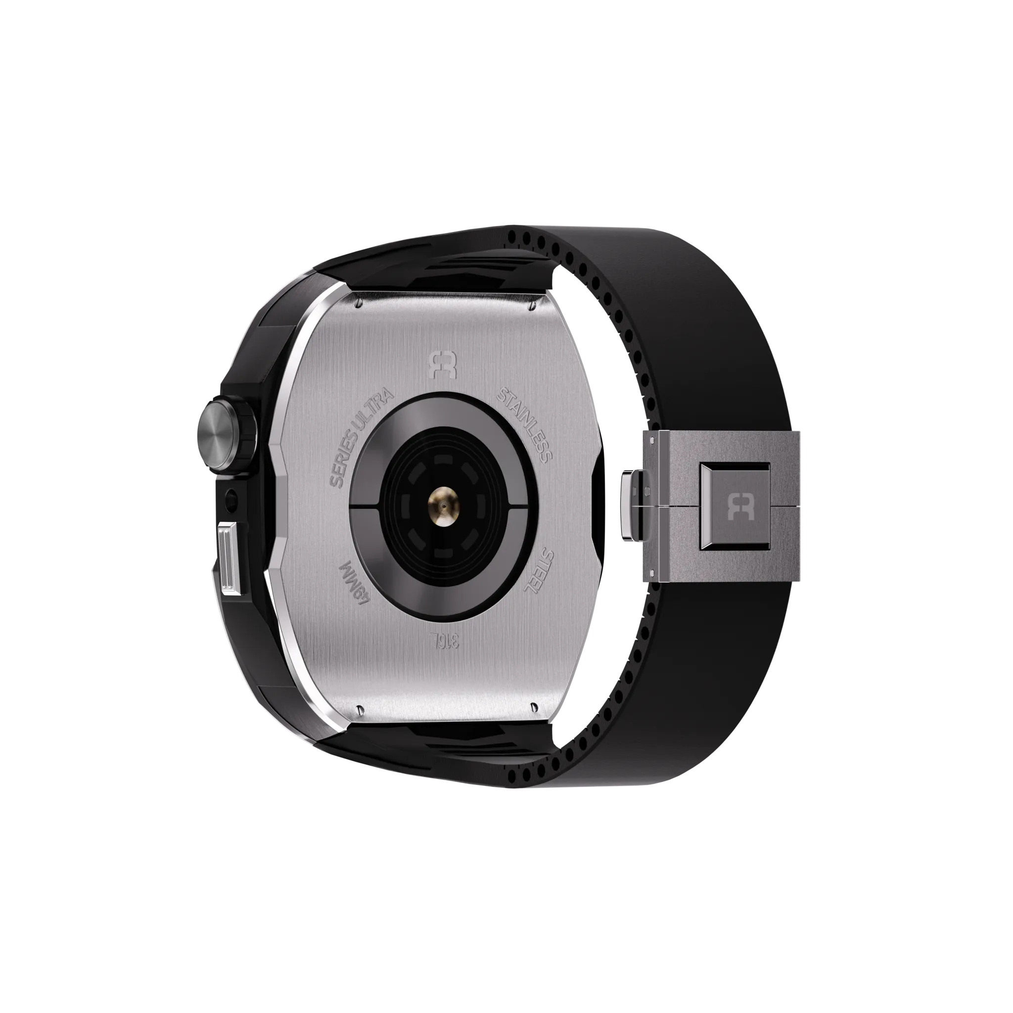 Reqior Apple Watch 45mm Case with Rubber Strap (Silver)