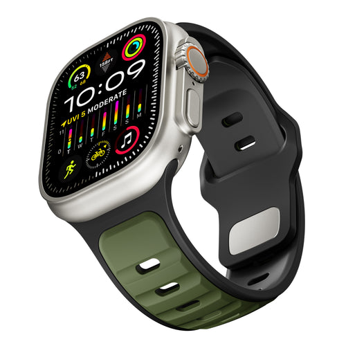 Apple Watch Premium Outdoor Silikonarmband (Armeegrün/Schwarz)