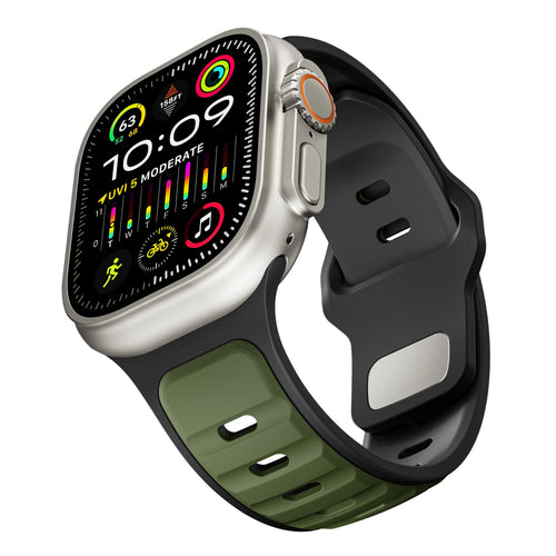 Apple Watch Premium Outdoor Silikonarmband (Armeegrün/Schwarz)