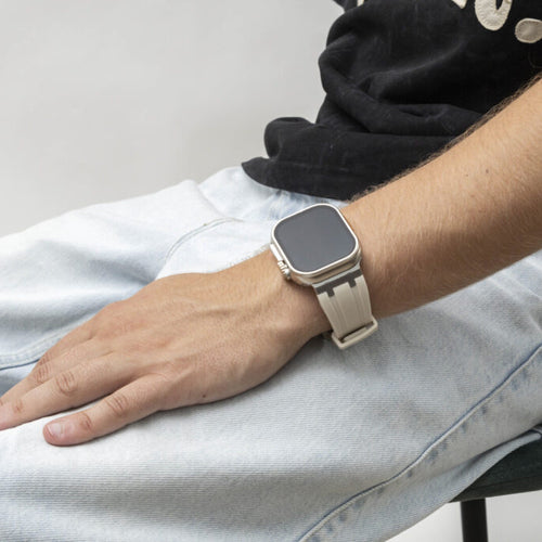BALR. Apple Watch Ultra Liquid Silicone Strap (Beige/Silver)