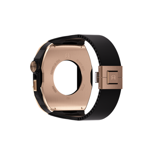 Reqior Apple Watch 45mm Hülle mit integriertem Gummi-Armband (Roségold/Schwarz)