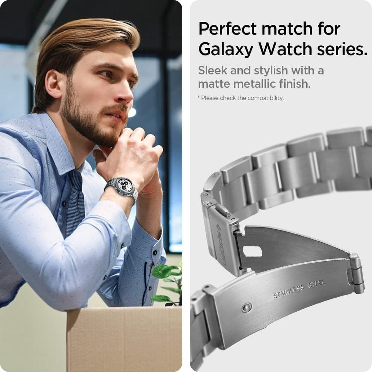 Spigen Samsung Galaxy Watch 6 44mm Steel Strap (Silver)