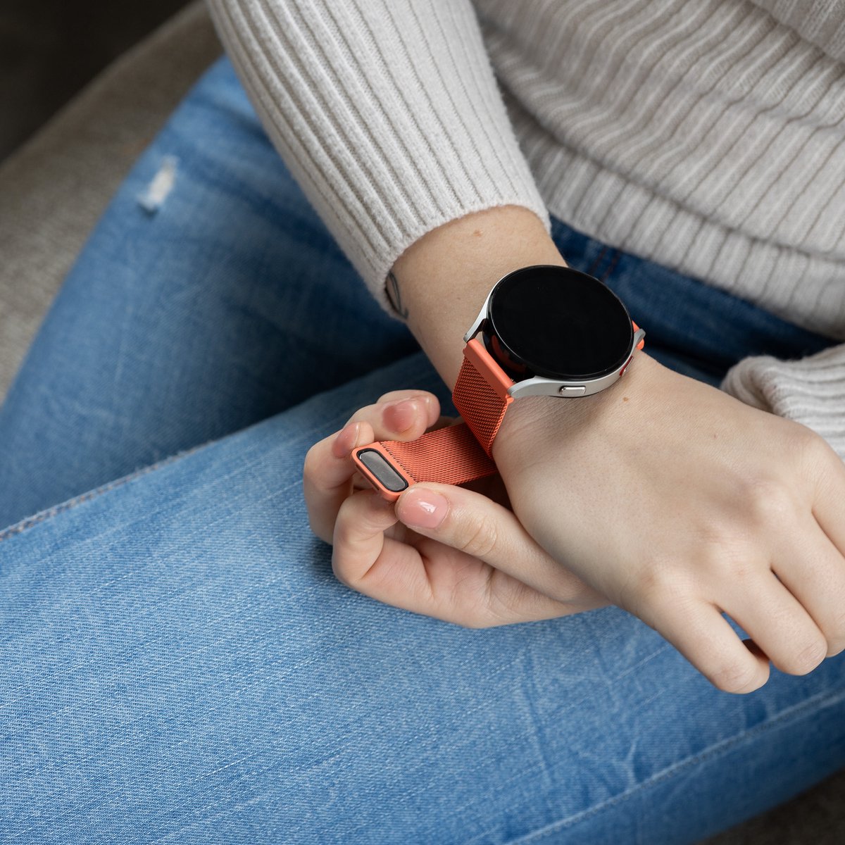 Samsung Galaxy Watch 4 Classic 46mm Milanese-Armband (Orange)