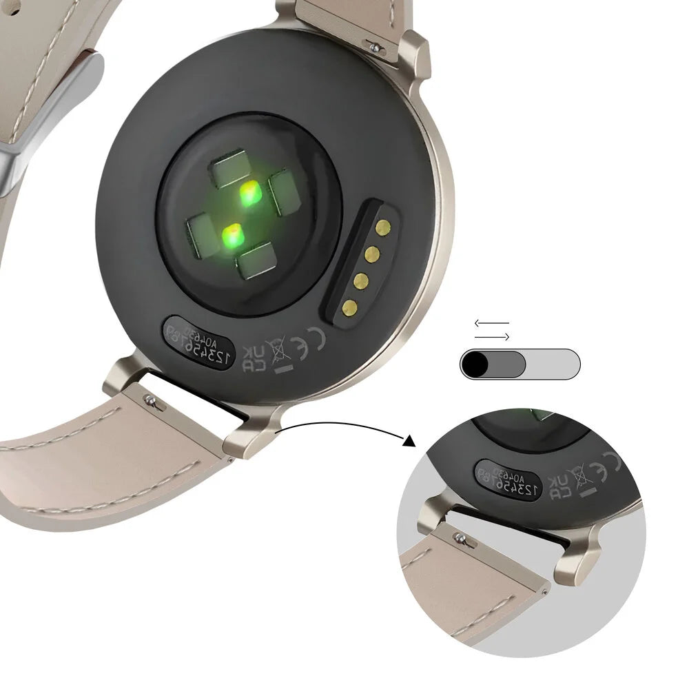 Uhrenarmband Leder 14mm - Schnellverschluss (Beige)