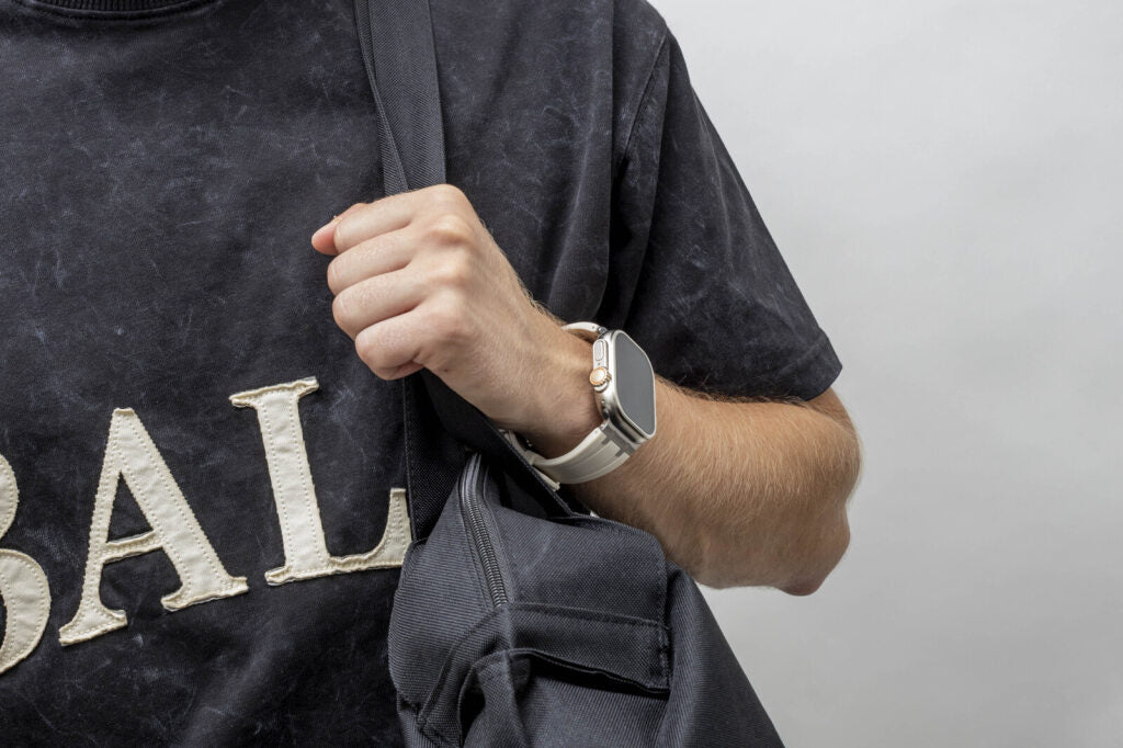 BALR. Apple Watch Ultra Liquid Silicone Strap (Beige/Titanium)