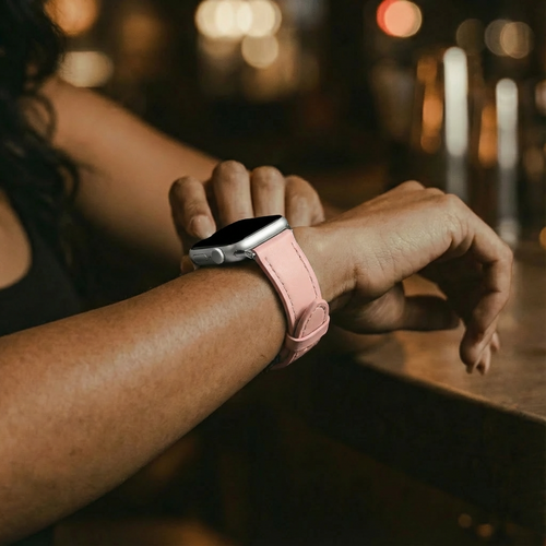 Apple Watch Slimfit Leather Strap (Pink)