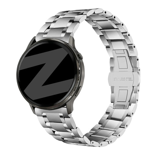 Bandz Garmin Forerunner 265s Steel Link Strap 'Deluxe' (Silver)