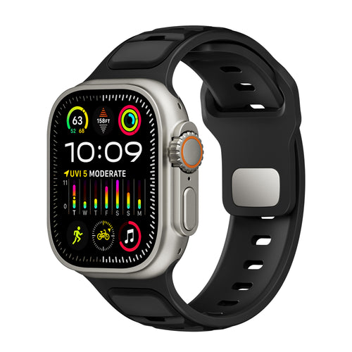 Apple Watch Premium Outdoor Silikonarmband (Schwarz/Schwarz)