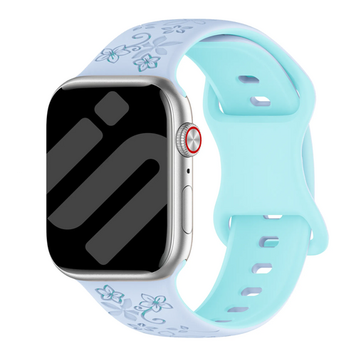 Apple Watch Flower Silikonarmband (Hellblau/Eisblau)