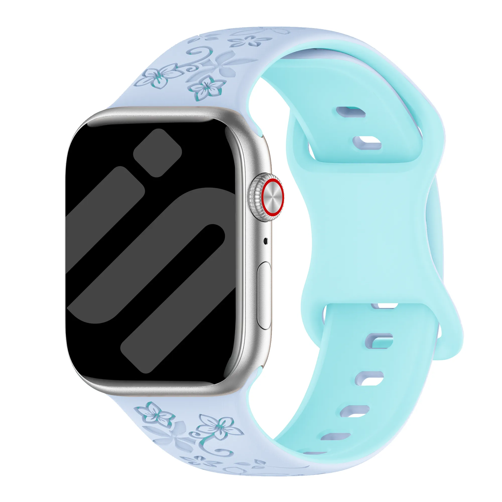 Apple Watch Flower Silikonarmband (Hellblau/Eisblau)