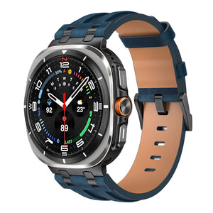 Samsung Galaxy Watch Ultra Solides Lederarmband (Dunkelblau)