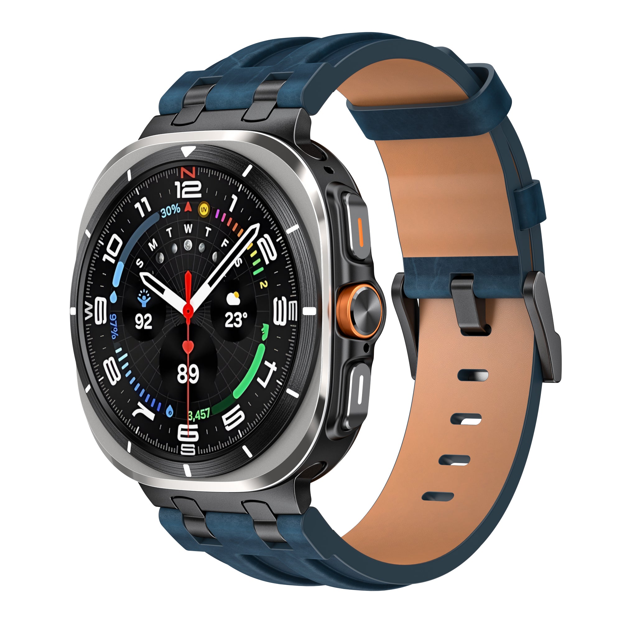 Samsung Galaxy Watch Ultra Solides Lederarmband (Dunkelblau)