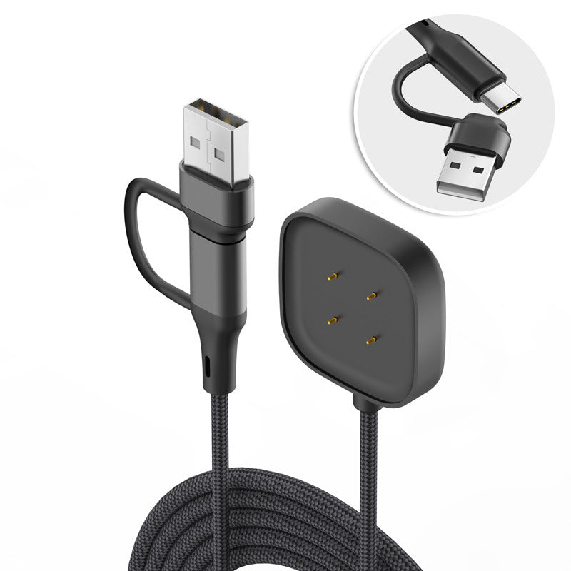 Strap-it USB-A & C 2in1 Braided Fitbit Versa 4 Charger