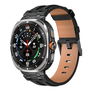 Samsung Galaxy Watch Ultra Solides Lederarmband (Schwarz)