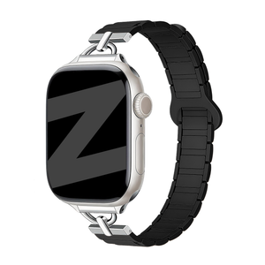 Bandz Apple Watch Magnetisches Silikonarmband 'Slim' (Schwarz)