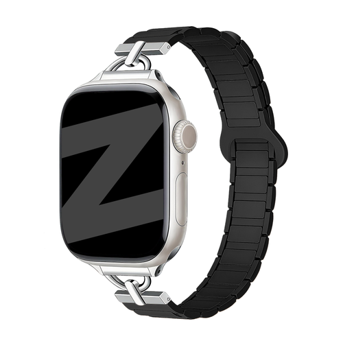 Bandz Apple Watch Magnetisches Silikonarmband 'Slim' (Schwarz)