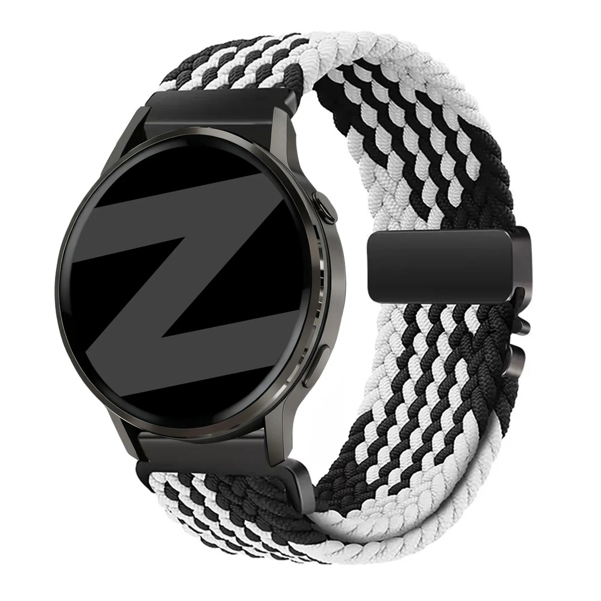 Bandz Garmin Forerunner 70 Geflochtenes Armband 'Parachute' (Schwarz/Weiß)