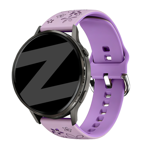 Bandz Garmin Vivoactive 3 Silicone Strap 'Flowers' (Lilac/Purple)
