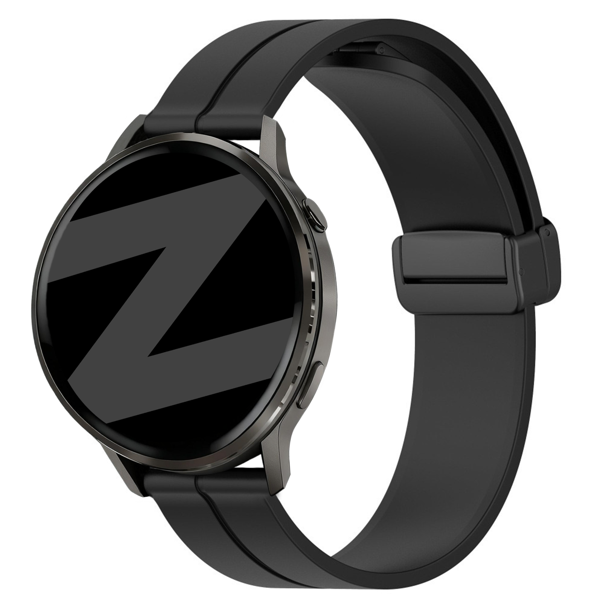 Bandz Garmin Forerunner 570 - 47mm Silikonarmband mit D-Schnalle (Schwarz)