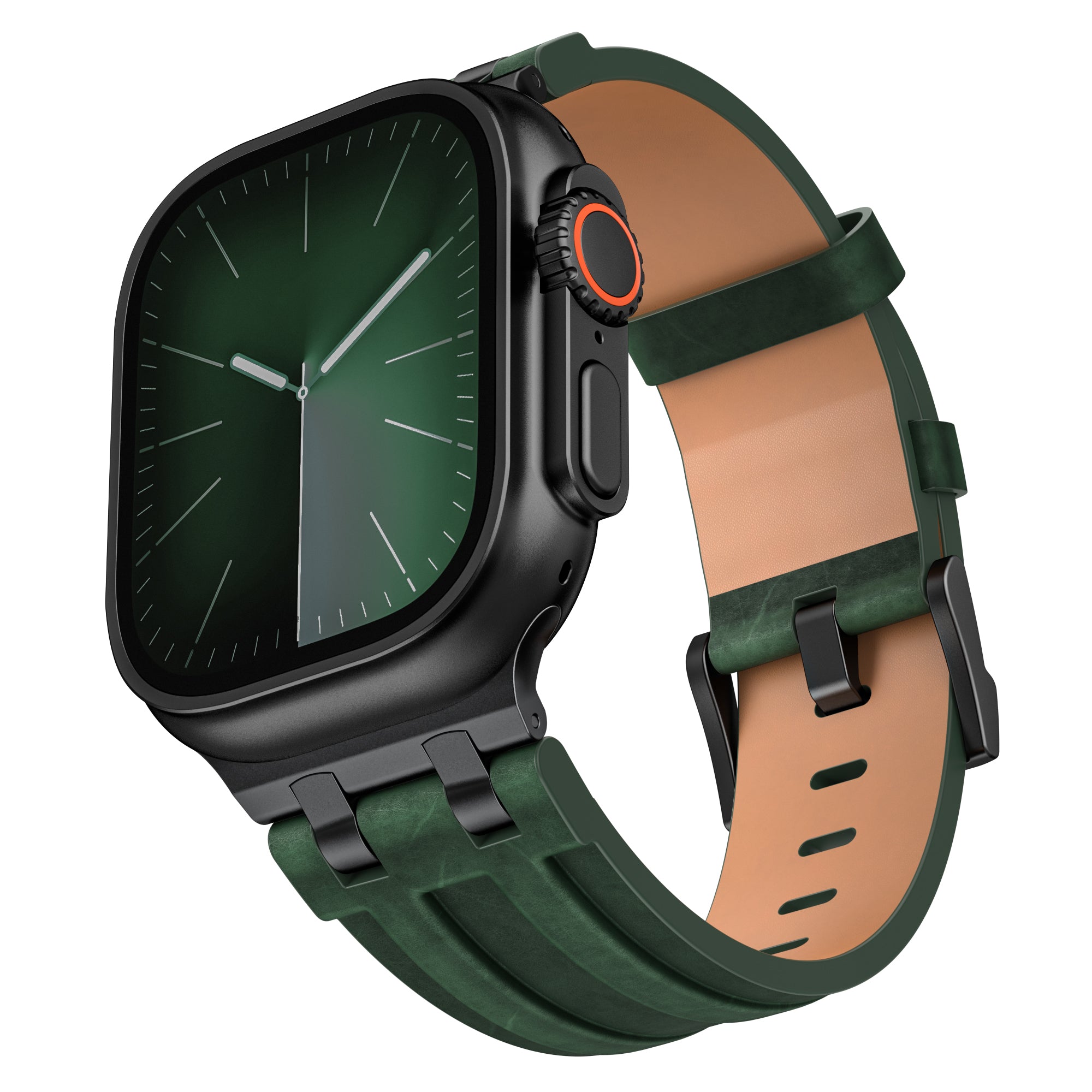 Apple Watch Solid Leather Strap (Dark Green)