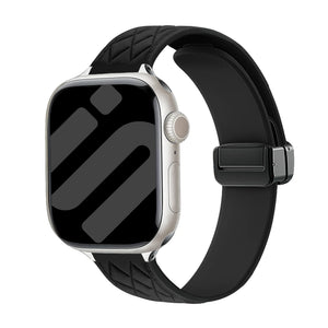 Apple Watch Diamond Silikonarmband mit D-Schnalle (Schwarz)